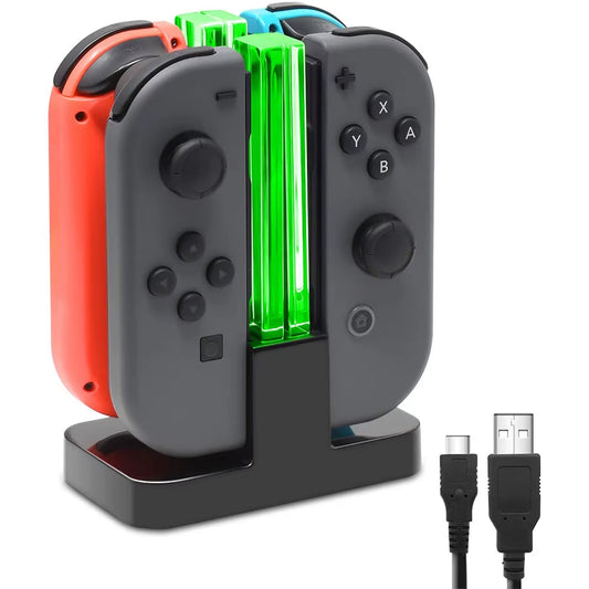 Nintendo Switch 4-Controller Charging Dock with LED Indicator for Joy-Con Accessories