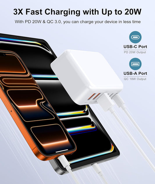 Power Up Your Devices with the 6-Port USB-C Charging Station Hub - 100W GaN Multiport Wall Charger for Fast and Efficient Charging