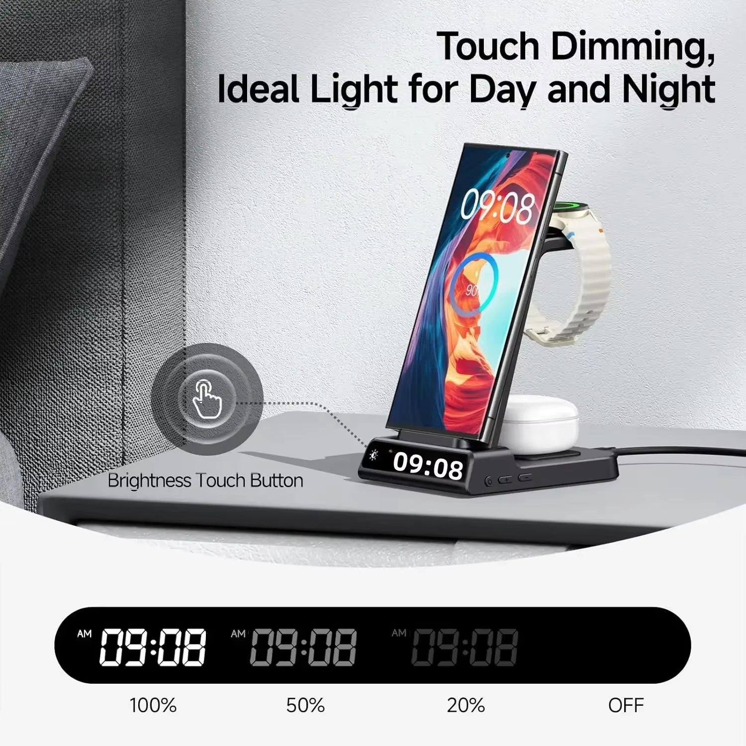 Swanscout C01 Wireless Charging Station for  Galaxy S25, S24 Ultra, S23, Z Flip, Z Fold, Galaxy Watch 8, 7, and Buds 3 Pro