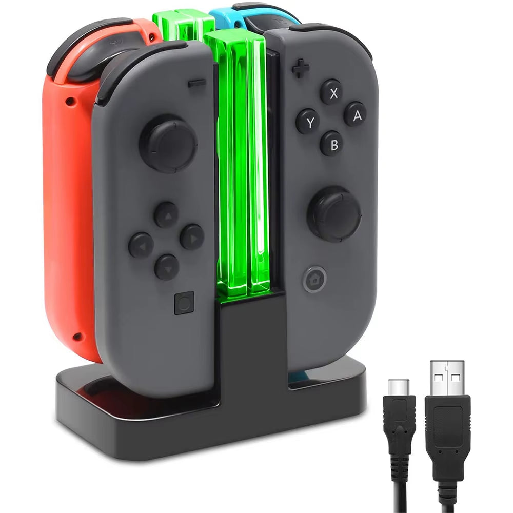 Nintendo Switch 4-Controller Charging Dock with LED Indicator for Joy-Con Accessories