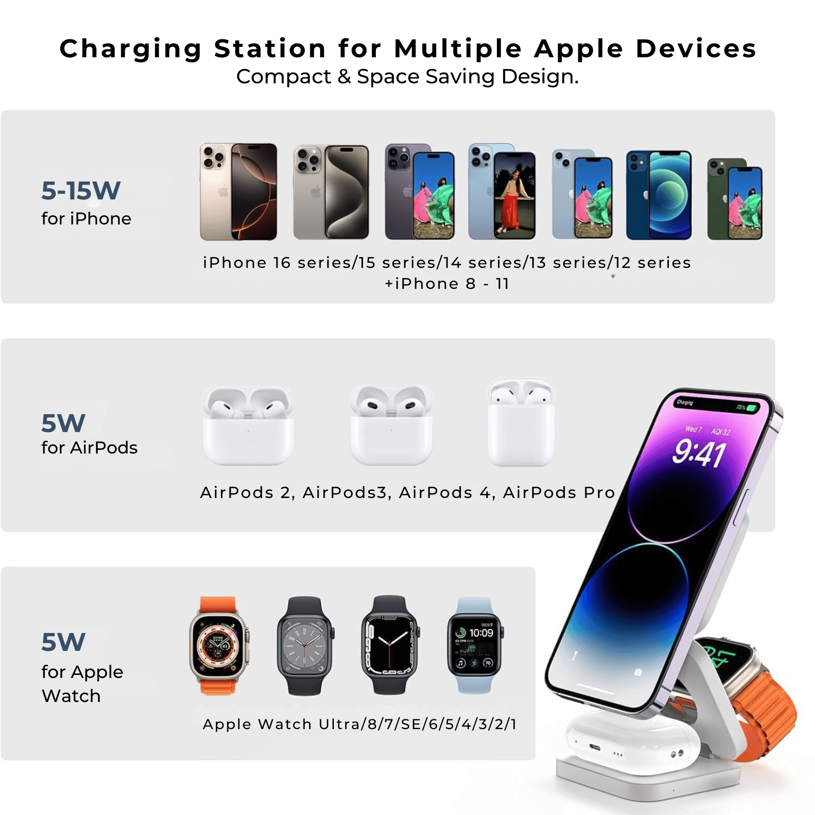 Apple MagSafe 3-in-1 Wireless Charging Station The Charger Shop