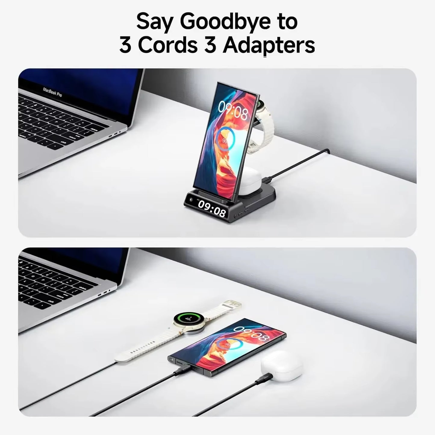 Swanscout C01 Wireless Charging Station for  Galaxy S25, S24 Ultra, S23, Z Flip, Z Fold, Galaxy Watch 8, 7, and Buds 3 Pro