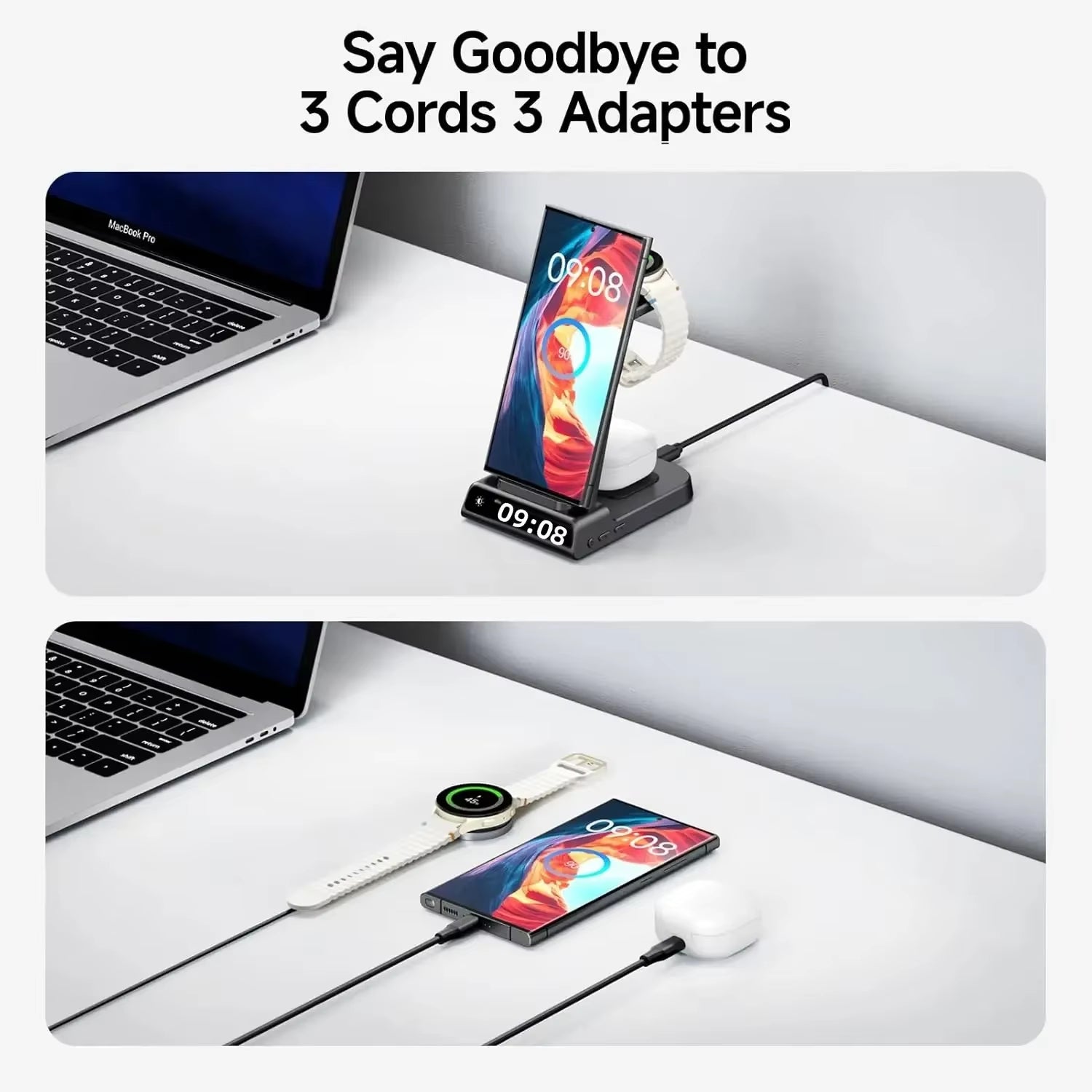 Swanscout C01 Wireless Charging Station for  Galaxy S25, S24 Ultra, S23, Z Flip, Z Fold, Galaxy Watch 8, 7, and Buds 3 Pro