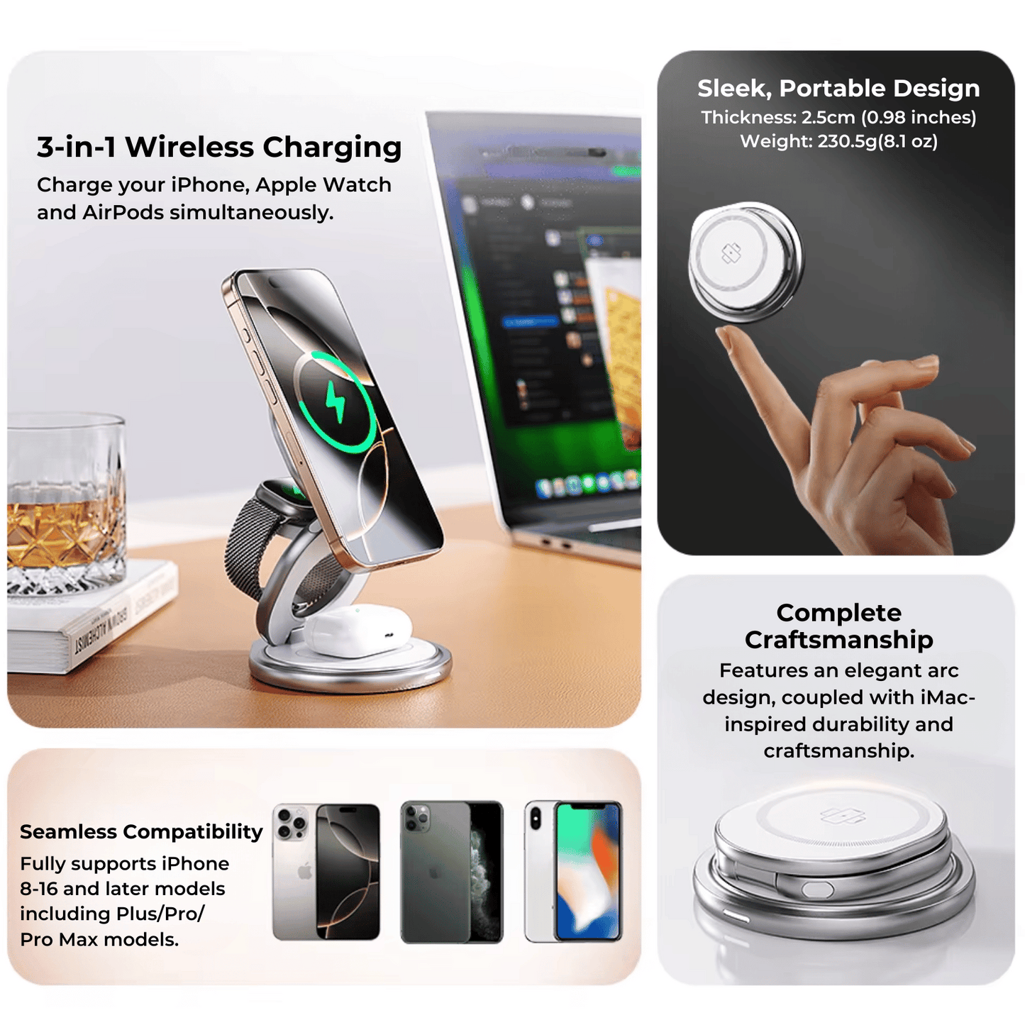 Foldable Apple MagSafe 3 in 1 Charger The Charger Shop