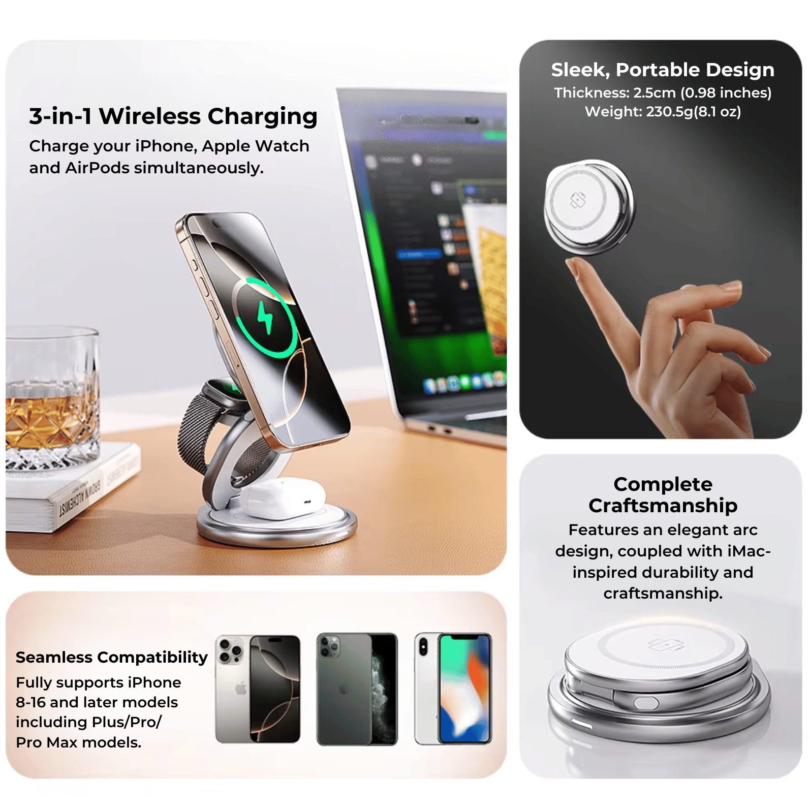 Foldable Apple MagSafe 3 in 1 Charger The Charger Shop