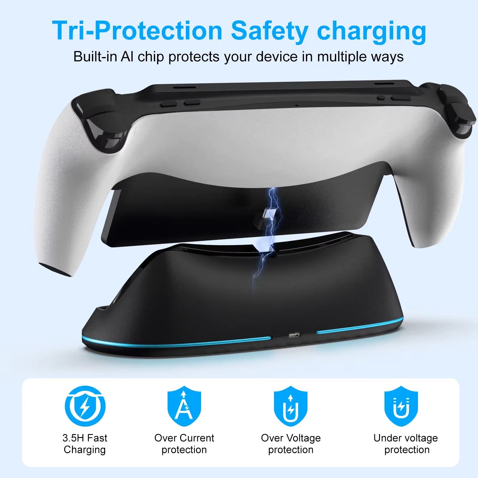 Charging Dock Station for PlayStation Portal 7 with RGB Lighting and Tri-Protection Safety Charging Features