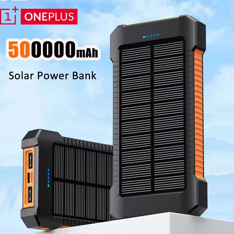 500,000mAh Solar Power Bank - High-Capacity Portable External Battery with Super Fast Charging for Huawei and Samsung Devices