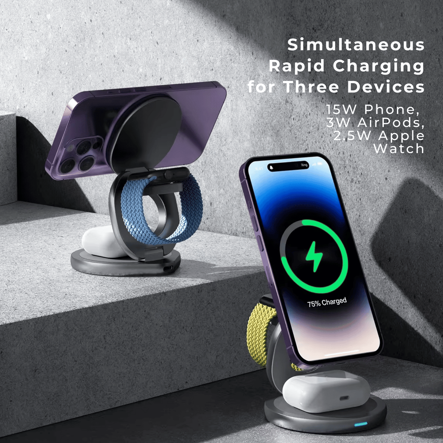 Foldable Apple MagSafe 3 in 1 Charger The Charger Shop