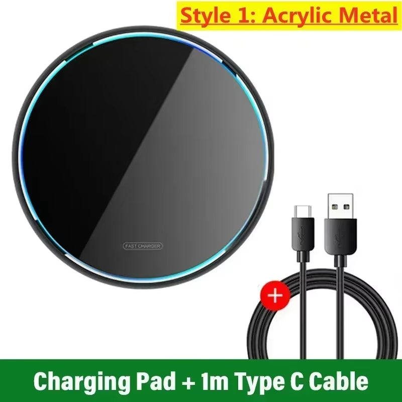 Wireless Charging Pad Stand for Fast Induction Charging - Compatible with iPhone 17, 16, 15, 14, 13, Samsung S24, S25, Note, and Xiaomi 17
