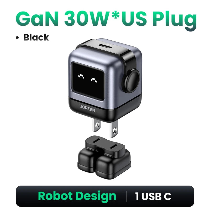 Power Up Your Devices with the 65W 30W GaN Charger - Playful Robot Design, Fast PD3.0 & QC4.0 Charging for iPhone 17/16/15 Pro, MacBook, and More!