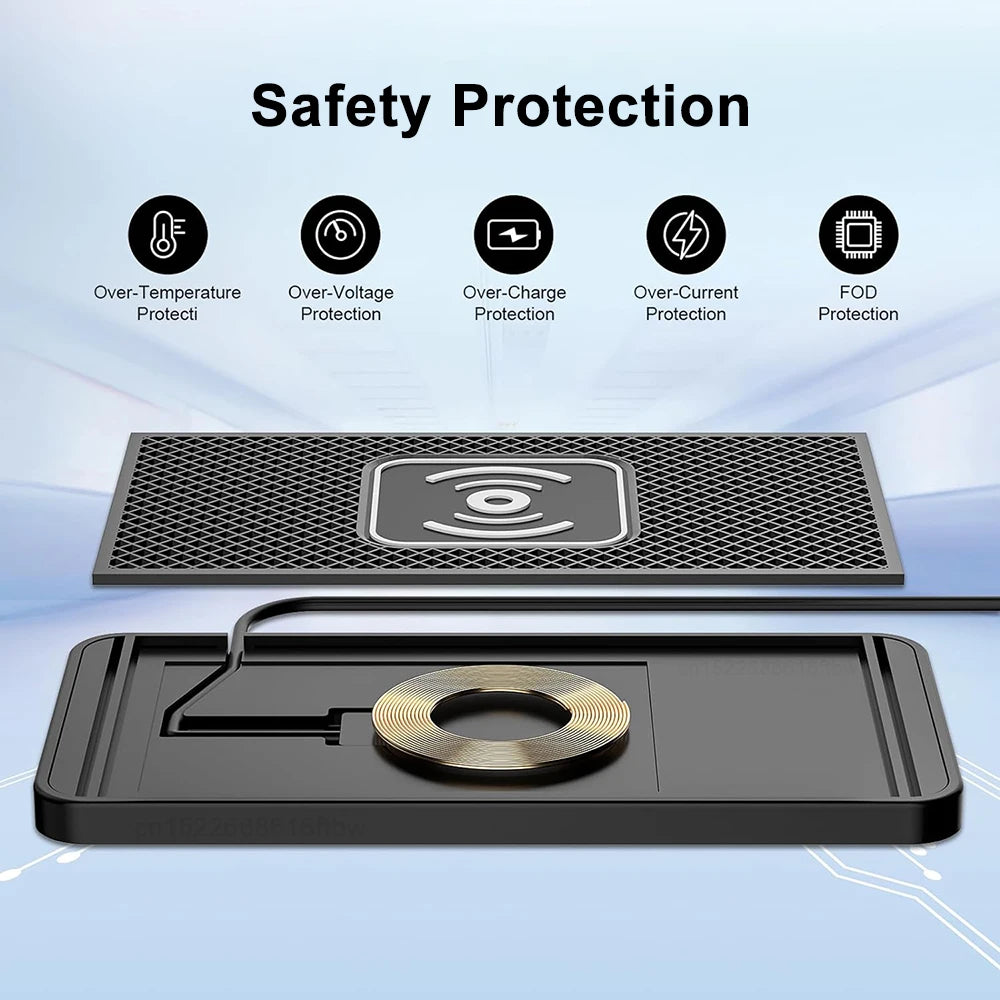 Revolutionary Wireless Car Charger with Built-in Cooling Fan for iPhone 17/16/15, Samsung S25/S24, and Xiaomi - Silicone Non-Slip Charging Pad