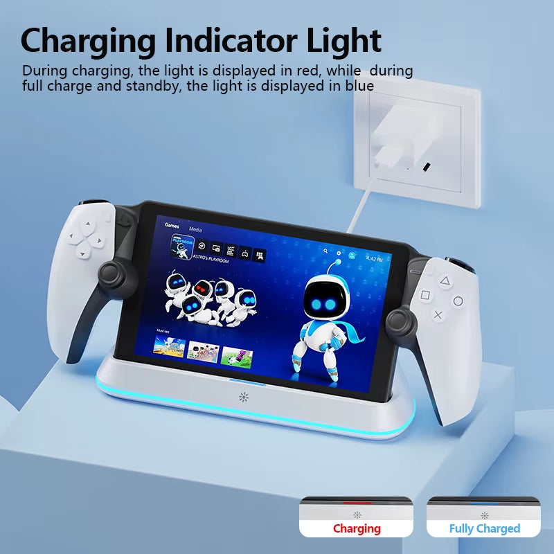 Charging Dock Station for PlayStation Portal 7 with RGB Lighting and Tri-Protection Safety Charging Features