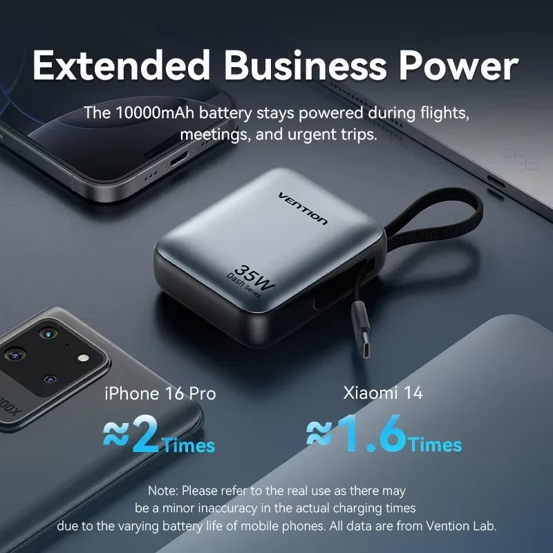 10,000mAh 35W Fast Charge Portable Power Bank - Mini 3C External Battery Charger for iPhone 17 and Xiaomi