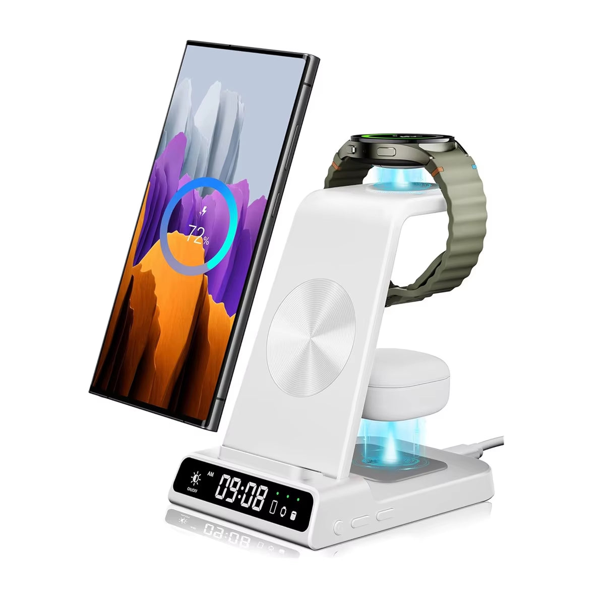 Swanscout C01 Wireless Charging Station for  Galaxy S25, S24 Ultra, S23, Z Flip, Z Fold, Galaxy Watch 8, 7, and Buds 3 Pro