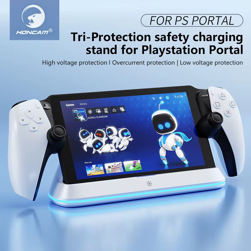 Charging Dock Station for PlayStation Portal 7 with RGB Lighting and Tri-Protection Safety Charging Features