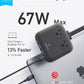 67W Max Travel Power Strip with 6-in-1 USB-C Charger, 2 AC Outlets, 2 USB-A Ports, 2 USB-C Ports, 5Ft Flat Plug Extension Cord - Essential Travel and Cruise Accessory