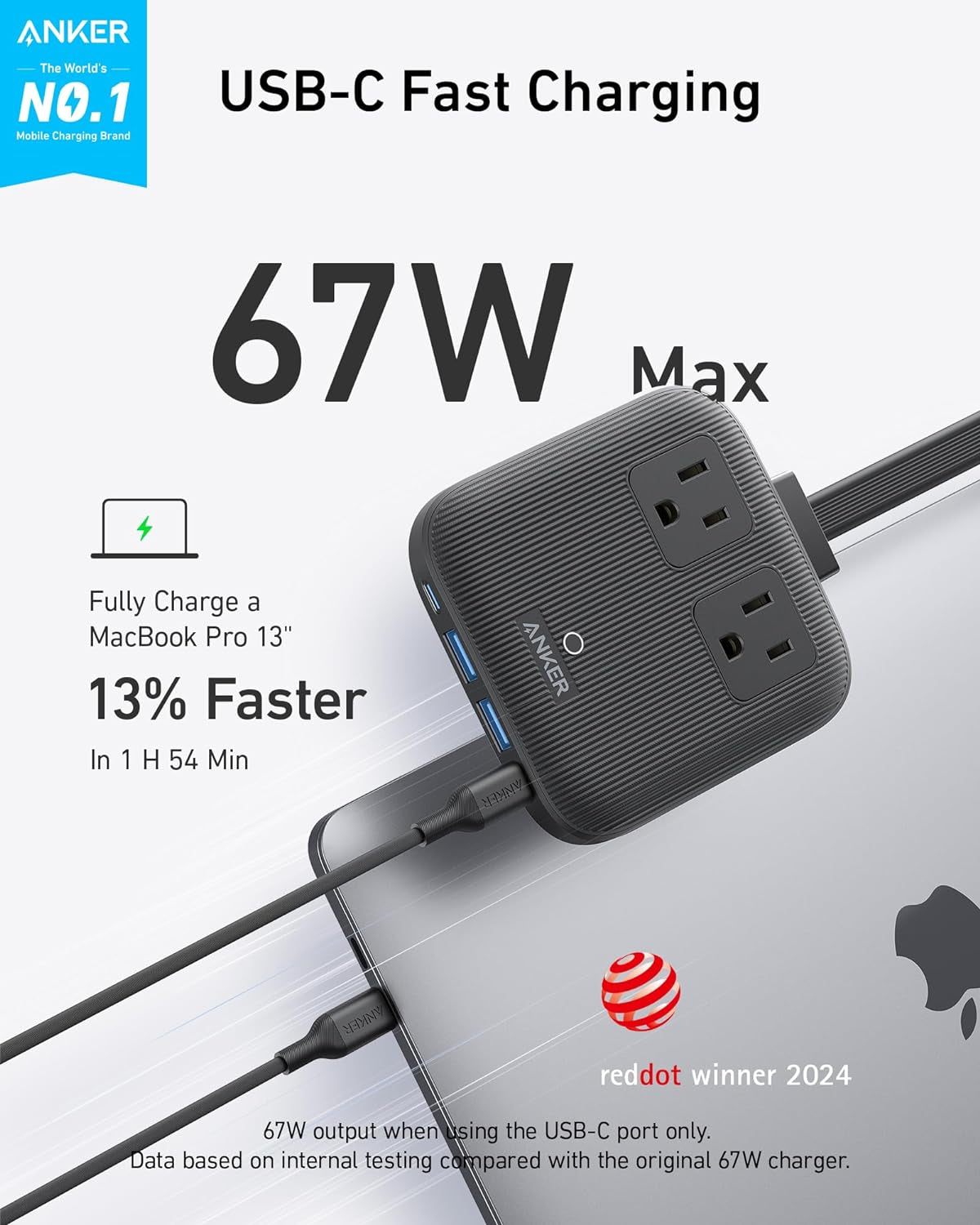 67W Max Travel Power Strip with 6-in-1 USB-C Charger, 2 AC Outlets, 2 USB-A Ports, 2 USB-C Ports, 5Ft Flat Plug Extension Cord - Essential Travel and Cruise Accessory